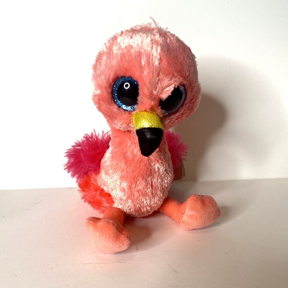 Ty Silk Beanie Boos Gilda Pink Flamingo Plush 6" Stuffed Toy MWMT Glitter Eyes‎